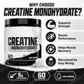 Creatine Monohydrate Powder, Unflavored, 5g Per Serving for Strength &amp; Muscle Recovery, 60 Servings, 300g-1500g
