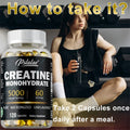 Creatine Monohydrate Capsules to Relieve Fatigue &amp; Boost Energy Production, Muscle Strength &amp; Performance Support, 30-120 Count