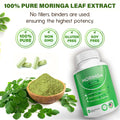 Moringa Capsules - Pure Moringa Powder, Energy, Skin, lmmune & Gut Health Superfood Supplement, Rich in Antioxidants 60 Capsules