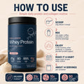 Collagen Whey Protein Powder Unflavored Unsweetened Grass Fed  21g Protein 10g Collagen Per Serving Skin Hair Joint Support