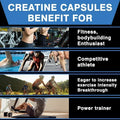 Vegan Creatine Monohydrate Capsules for Muscle Strength, Recovery &amp; Growth, Plant-Based Performance Support, 30-120 Count