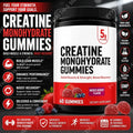 Creatine Monohydrate Gummies, Mixed Berry, No Gelatin Chewable Daily Supplement for Men &amp; Women, Fitness Support, 60-180 Count