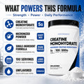 Micronized Creatine Monohydrate Powder, Unflavored, 100 Servings at 5g, Muscle Energy &amp; Power Support, 500g