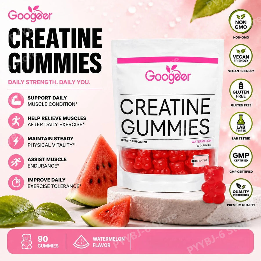 Creatine Monohydrate Gummies 2000mg with Vitamin B12, L-Tyrosine &amp; L-Theanine for Energy &amp; Focus, Pill-Free Fitness Training Support, 90 Count