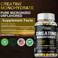 Premium Creatine Monohydrate Capsules for Men &amp; Women, Muscle Growth &amp; Workout Recovery Support, Non-GMO, 30-120 Count