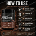 Chocolate Flavor Creatine Monohydrate Powder 10.6oz for Muscle Growth &amp; Recovery, Great-Tasting Mix-In, 1-4 Bottles