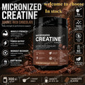 Chocolate Flavor Creatine Monohydrate Powder 10.6oz for Muscle Growth &amp; Recovery, Great-Tasting Mix-In, 1-4 Bottles