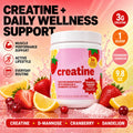 Creatine Monohydrate Powder for Women 3000mg with Folate, Strawberry Lemonade Flavor, Non-GMO Gluten-Free, 275g