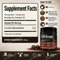 Chocolate Flavor Creatine Monohydrate Powder 10.6oz for Muscle Growth &amp; Recovery, Great-Tasting Mix-In, 1-4 Bottles