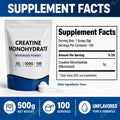 Micronized Creatine Monohydrate Powder, Unflavored, Third-Party Tested, Non-GMO &amp; Gluten-Free, 5g Per Serving, 500g