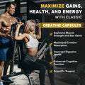 Creatine Monohydrate Capsules for Lean Muscle Gain, Workout Recovery &amp; Performance Support, Flexible Bundle Sizes, 30-120 Capsules