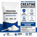 Micronized Creatine Monohydrate Powder, Unflavored, Third-Party Tested, Non-GMO &amp; Gluten-Free, 5g Per Serving, 500g