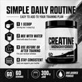 Micronized Creatine Monohydrate Powder, Unflavored, 5g Per Serving Sports Nutrition Supplement for Workout Performance, 300g
