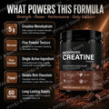 Chocolate Flavor Creatine Monohydrate Powder 10.6oz for Muscle Growth &amp; Recovery, Great-Tasting Mix-In, 1-4 Bottles