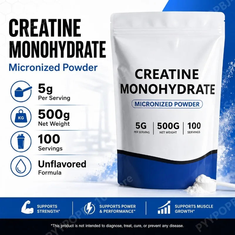 Micronized Creatine Monohydrate Powder, Unflavored, Third-Party Tested, Non-GMO &amp; Gluten-Free, 5g Per Serving, 500g