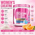 Creatine Monohydrate Powder for Women with BCAA Amino Acids, Daily Health &amp; Workout Support, 269g, 1-4 Bottles