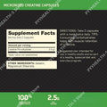 Creatine Monohydrate 2.5g Capsules for Adults, Lean Muscle &amp; Fitness Recovery Support, Vegan-Friendly, Non-GMO, 60-180 Count