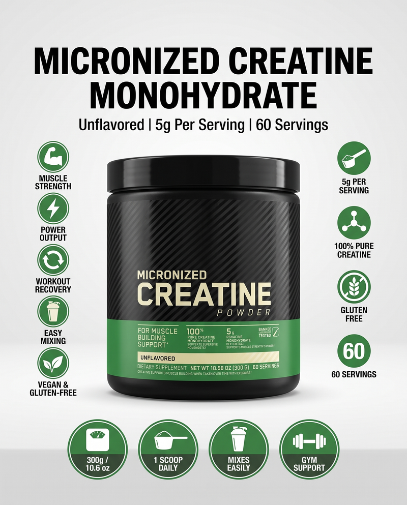 Micronized Creatine Unflavored - hero and key specs