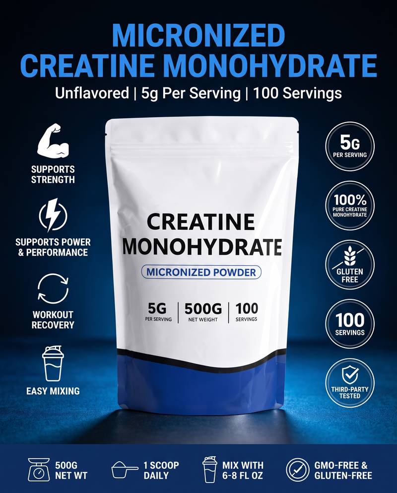 Micronized Creatine 500g - hero and key specs