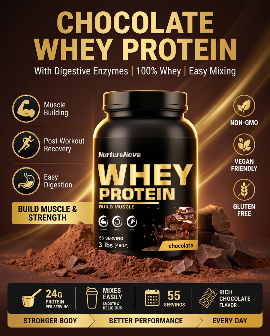 Chocolate Whey Protein - hero and specs